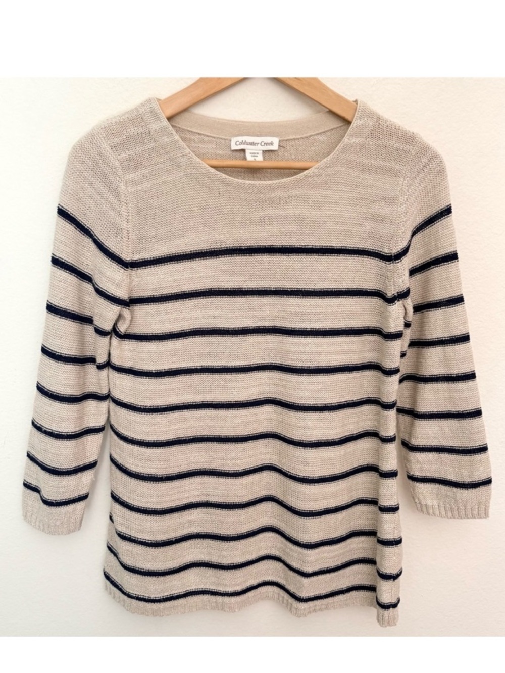 Coldwater Creek Linen Blend Striped Sweater